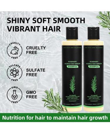 Rosemary Shampoo with Hydrolyzed Keratin for Hair Growth and Thickening - 100ml - Natural Shampoo for Men & Women - Moisturizing and Fortifying Formula (3) - Buy Online on GoSupps.com