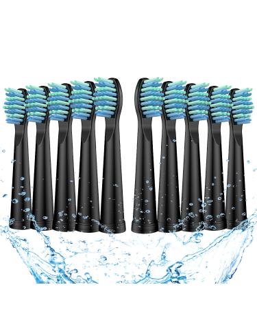 Electric Toothbrush Heads for Fairywill - Replacement Brush Heads Compatible with FW-507/508/551/610/659/719/909/917/959,FW-D1/D3/D5/D7/D8, Black, 10 Count (Pack of 1)