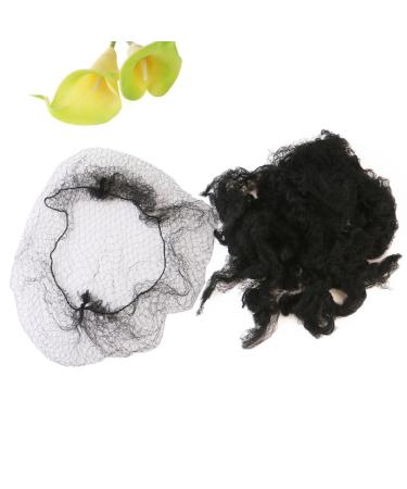 LUOEM 100 pieces hair net hair bun net invisible elastic black mesh