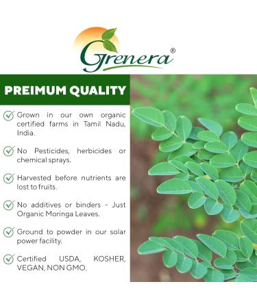 Grenera Organic Moringa Powder - 2.2 lbs (35.2 oz) | Moringa Oleifera Leaf Powder Lab Tested for Purity | Moringa Powder Organic Perfect for Smoothies Drinks Tea & Recipes | 100% Raw from India 35.2 Ounce (Pack of 1) - Buy Online on GoSupps.com