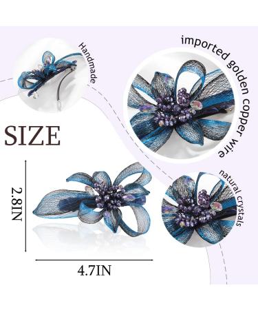 Blue Crystal Bridal Wedding Hair Clip | Handmade Rhinestone Hair Barrette for Women - Perfect for Bride, Bridesmaids, Prom & Parties - Buy Online on GoSupps.com