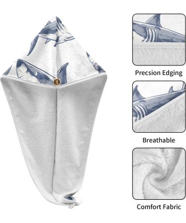 Angry Grey Shark Hair Towel 2 Pack - Super Absorbent Quick Dry Hair Turbans for Women & Girls - Buy Online on GoSupps.com