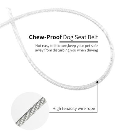 Yaodhaod Dog Seat Belt - Steel Wire Bite-Resistant Car Safety Belt for Dogs & Cats - 60cm Silver - Durable Double Clip & Buckle Adapter - Buy Online on GoSupps.com