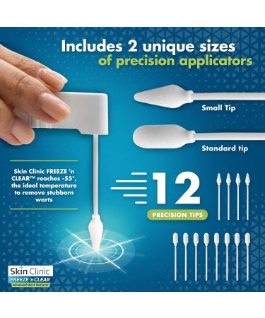 Skin Clinic FREEZE n CLEAR Advanced Wart Remover - #1 Wart Removal Technology | 12 Precision Applicators - Buy Online on GoSupps.com