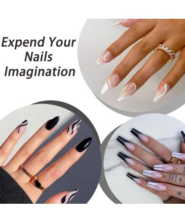 Black & White Gel Nail Polish Set for French Manicure | Nail Art Liner Kit for Women | Soak Off UV Gel | DIY At-Home Manicure Gift - Buy Online on GoSupps.com