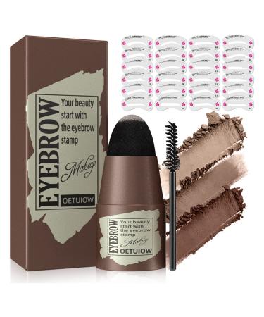 Eyebrow Stamp Stencil Kit - One Step Eye Brow Makeup Brow Stamp Shaping Kit Long-Lasting Waterproof with 24 Reusable Eyebrow Stencils Trio Kit for Perfect Natural Brow (Medium Brown)
