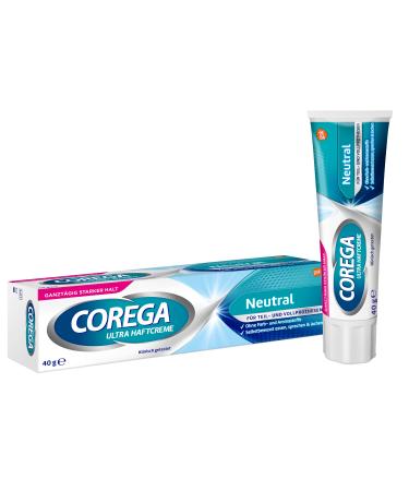 Corega Ultra Neutral Adhesive Cream for Dentures/Dentures 40g without artificial colours and flavours - Buy Online on GoSupps.com