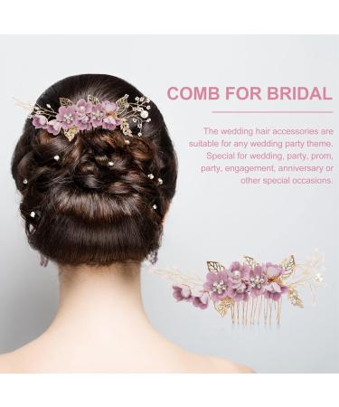 Minkissy Purple Wedding Hair Comb - Pearl Crystal Decor Clip Pin for Bride Bridesmaid - Buy Online on GoSupps.com