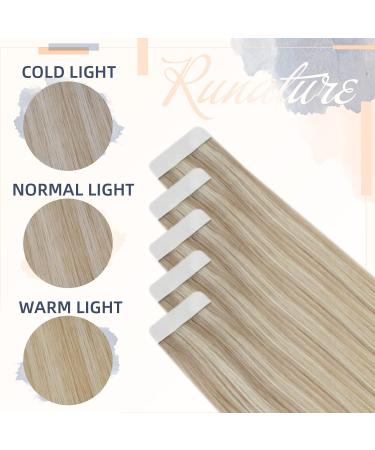 RUNATURE 18 Ash Blonde Highlight Tape in Hair Extensions - 50g Real Human Hair - Buy Online on GoSupps.com