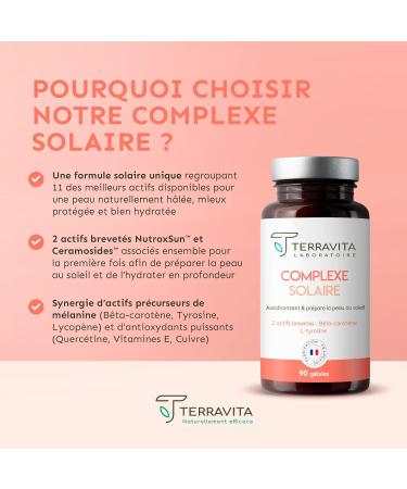 SOLAR COMPLEX | Nutroxun + Ceramosides + Lycopene + Copper | Express Tan Accelerator | Complete Self-Tanning Formula | All Skin Types | 90 Vegan Capsules | Made in France | Terravita - Buy Online on GoSupps.com