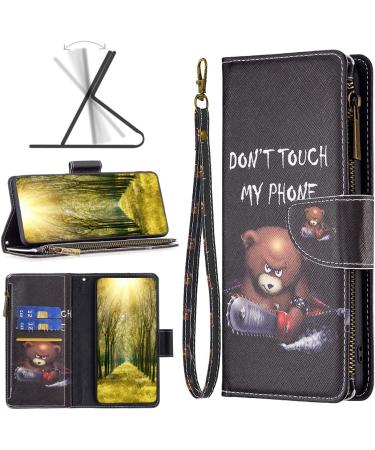 VQWQ Mobile Phone Case for Redmi Note 12 Pro & Xiaomi Poco X5 Pro - Protective Leather Flip Case with Zipper & Map Compartment - Stylish Bear Design - Buy Online on GoSupps.com