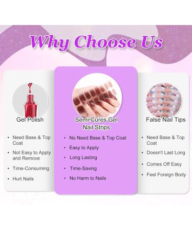 Semi Cured Gel Nail Polish Stickers 16 Pieces Gel Nail Strips Self Adhesive Natural Gel Nail Wraps Red Brown Glitter Nail Art Stickers Decal Set with 2 Prep Pads Nail File & Wooden Stick - Exoticism - Buy Online on GoSupps.com