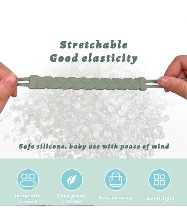 Kryzalite Premium Silicone Pacifier Chain Clips - 2 Pieces Stylish Braid Patterns for Babies Prevent Falls - Light Gray & Sage - Buy Online on GoSupps.com