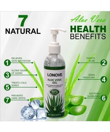 Lonove Organic Aloe Vera Gel - Aloe Vera Gel 100 Percent pure Gel 250ml - Buy Online on GoSupps.com