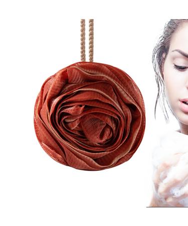 Soft Shower Sponge Large Bath Bombs Cute Bath Bombs with Lanyard Portable Bath Accessories for Home Apartment Bathroom Dorm Room Red