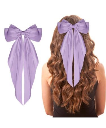Wllhyf hair clips with big loop long cock French band hairpins soft silky satin-hair spange metal-arch-node clips accessories of the 90s for women girls (purple)