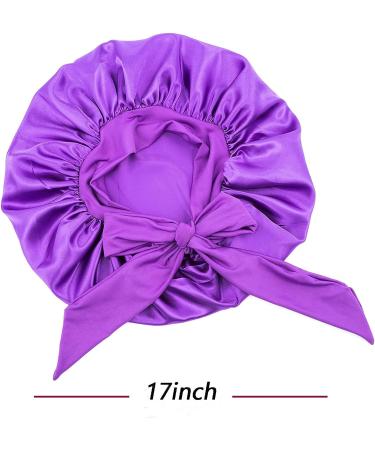 LULI Satin Bonnet with Tie Band - Wide Elastic Band Sleep Cap for Women | Protects Curly Hair - Red Blue Brown Purple - One Size - Buy Online on GoSupps.com