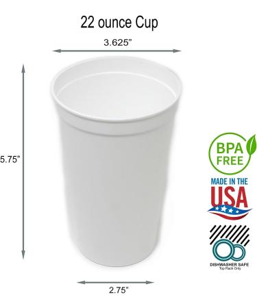 Rolling Sands 22oz White Stadium Cups - 8 Pack, BPA-Free & Made in USA - Buy Online on GoSupps.com