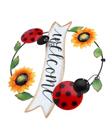 Zerodeko Iron Pendant Vintage Decor Outdoor Decoration Sunflower Plaque Door Hanging Art Wall Decor Red