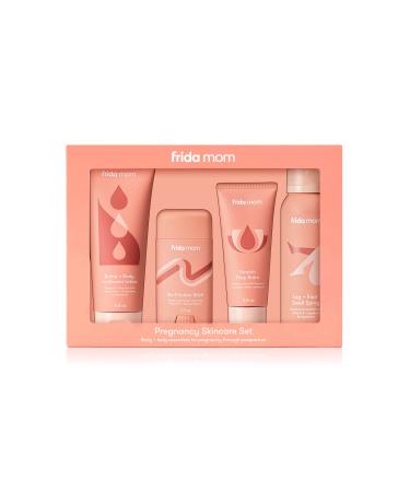 Frida Mom Pregnancy Skincare Body Relief Set for Stretch Marks Dry Skin Swelling & Chafing - 4 count All in One- Pregnancy Skincare Set