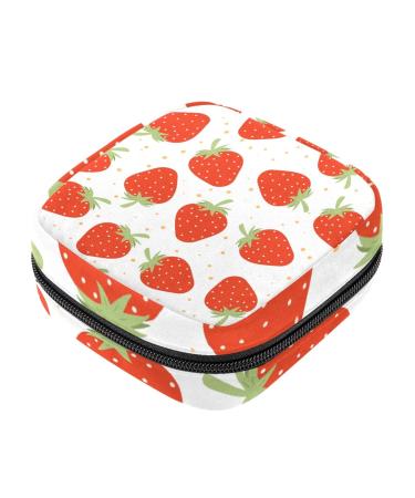 Napkin storage bag with strawberry point pattern portable for menstrual cups with zipper for teenagers girls women women color 7