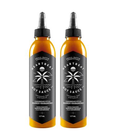Heartbeat Hot Sauce - Caribbean Style Mango Habanero 177ml - Small Batch & Handmade Vegan Preservative Free (2 Bottles) 177 ml (Pack of 2)