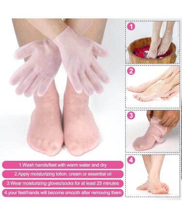 Moisturizing Socks & Gloves Set Silicone Moisturizer Socks Gel Gloves Long Spa Socks Soft Aloe Gel Socks Foot Gel Socks Gloves for Dry Cracked Feet Hands Softening Calluses Foot Care(Pink) - Buy Online on GoSupps.com
