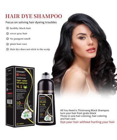 Black Hair Dye Shampoo - 4 in 1 Gray Coverage for Men & Women | Natural Plant-Based Formula | 500ml - Buy Online on GoSupps.com