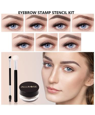 ALLROSE Eyebrow Stamp and Stencil Kit - 20 Brow Stencils, Waterproof Brow Trio with Sponge Applicator - Black/Brown - Buy Online on GoSupps.com