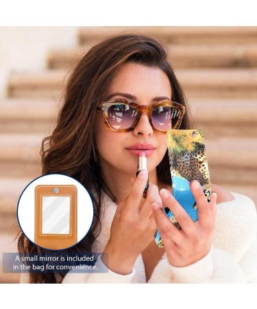 Premium Leather Lipstick Case Organizer with Mirror - Mini Leopard Print Lip Gloss Holder for Travel - Buy Online on GoSupps.com