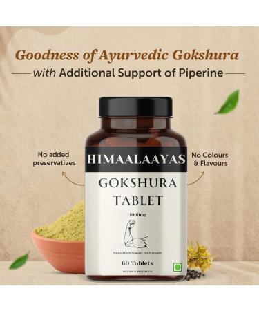 Himaalaayas Tribulas Gokhru-60 Gokshura Tablets 1000mg | Ultra High Concentrated 60% Saponins | Improves Vigour | Tribulus Terrestris | for Both Men & Women - Buy Online on GoSupps.com