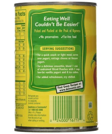 Del Monte Yellow Cling Peaches in Heavy Syrup 15.25oz (432g) - Pack of 4 - Buy Online on GoSupps.com