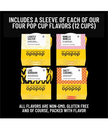 Opopop Microwave Popcorn Variety 12-Pack Gourmet Kit | Collapsible Silicone Popper | Gluten Free Snacks | BPA-Free & Dishwasher Safe | 12 Pop Cups - Buy Online on GoSupps.com