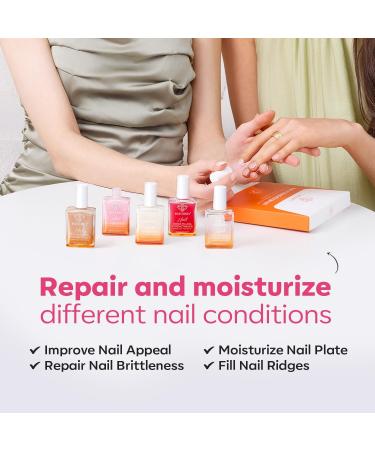Modelones 15ml 8-in-One Nail Ridge Filler Strengthener Base Coat Nail Polish Repair Nail Growth Treatment for Thin and Damaged Nails Pink - Buy Online on GoSupps.com
