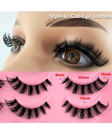 20 Pairs Russian Strip Lashes - D Curl Cat-Eye Wispy False Eyelashes with Clear Band | Natural Look & Volume - Heracks - Buy Online on GoSupps.com