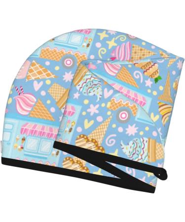 Hair Towel Wrap - Quick Drying Towel Turban with Button | Ice Cream Truck Design - Buy Online on GoSupps.com
