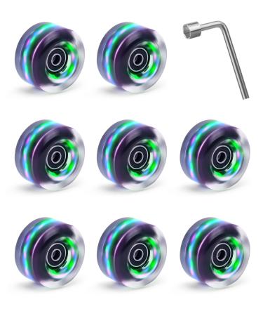 Daxiga 8 Pack 82A Light up Roller Skate Wheels 32 x 58mm Luminous Skate Wheels with Bearings Installed Black