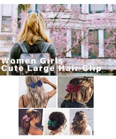 Double Large Soft Silky Satin French Barrette Style Hair Bow Clip Hair Clips Hair Accessories for Women Girls - Buy Online on GoSupps.com