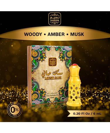 Nasee'm Mus'k Saf'i Concentrated Perfume Oil Alcohol Free With Composition Of Musk Amber Sandalwood Long Lasting Arabian Fragrance Oil For Men & Women 6 Millilitres - Buy Online on GoSupps.com
