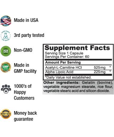 Amate Life ALA/ALC High Potency Formula 60 Capsules - Antioxidant Support & Energy Boost for Men and Women - Buy Online on GoSupps.com