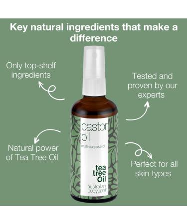 Castor Oil (100 ml) with Tea Tree Oil | Organic Multi Oil for Growth of Eyelashes Eyebrows & Hair. Skin Moisturizer Against Dry Skin on Body & Scalp. for Dry and Brittle Hair - Buy Online on GoSupps.com