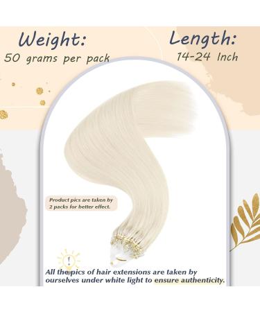 Ugeat Real Hair Extensions - White Blonde Microring #60A 55cm Micro Loop 50 Strands 50g | Premium Quality International Shipping - Buy Online on GoSupps.com