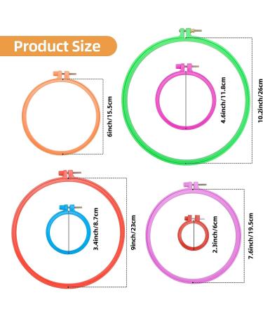 Caydo 7-Piece Plastic Embroidery Hoops Set - 2.3 to 10.2 inch Multicolor Cross Stitch Hoops for Embroidery - Buy Online on GoSupps.com