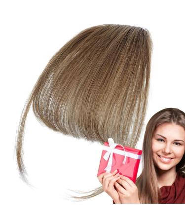 Bang Clip in Hair Extensions Human Hair Bangs Extensions | Natural Color Clip on Neat Bangs Hair Extension Human Hair Bangs Extensions Stylish Hair Bangs Fringe Hairpieces Light Brown