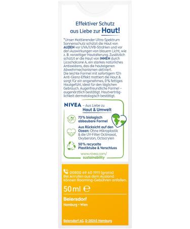 Nivea Sun UV Face Matting Sunscreen LSF 30 - Non-Fatty Lightweight Sun Milk for Effective Sun Protection (50 ml) - Ideal for All Skin Types - Buy Online on GoSupps.com