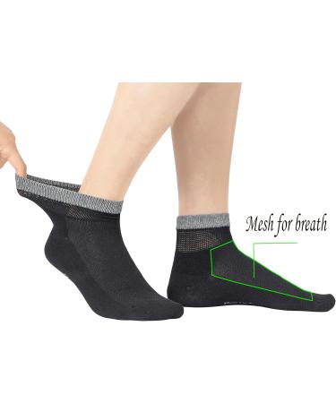 Yomandamor Bamboo Diabetic Socks for Men - 6 Pairs, Size 10-13, Lightweight & Seamless Ankle Socks in Black - Buy Online on GoSupps.com
