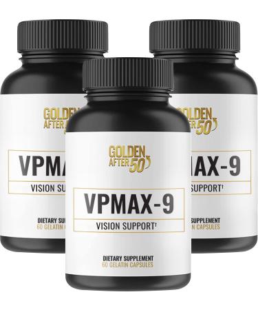 Golden After 50 VpMax-9 - Sight Care and Antioxidant Supplement with Eye Vitamins Lutein Lycopene and Bilberry Extract - 3 Bottles 1 Count (Pack of 3)