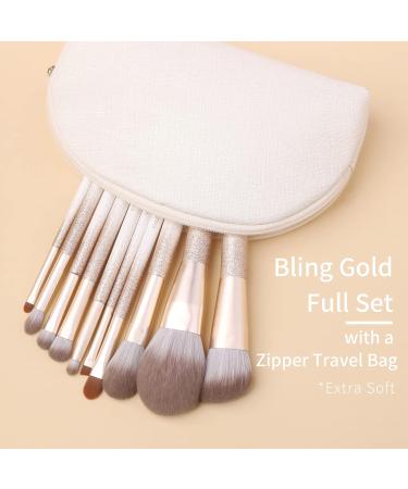 ENZO KEN Deluxe Natural Fox Hair Makeup Brush Set - Extra Soft Brushes for Face and Eye Makeup - Professional Beauty Brushes Set with Case - Gold and Pearls White Design - Buy Online on GoSupps.com