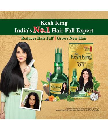 Kesh King Ayurvedic Hair Oil | Herbal Oil with Bhringraj & Amla | Enhance Hair Growth | Reduce Hairfall | Nourishes Scalp | Provides Long & Thick Hair | 1.69 Fl Oz/50ml - Buy Online on GoSupps.com