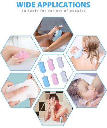 BENTFINE Super Soft Exfoliating Bath Sponge 6pcs - Ultra Soft Shower Brush for Pregnant Women, Adults, Children - Pink, Blue, White - Buy Online on GoSupps.com